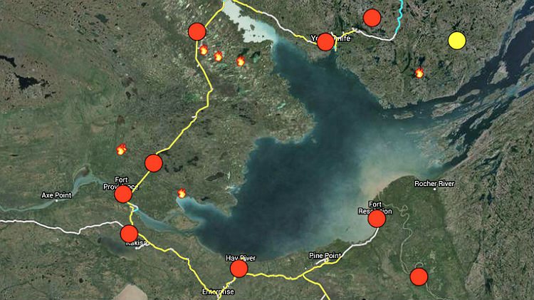 NWT Fire Map screengrab on May 25, 2015