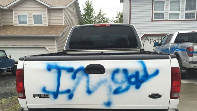 Vandalism of vehicle