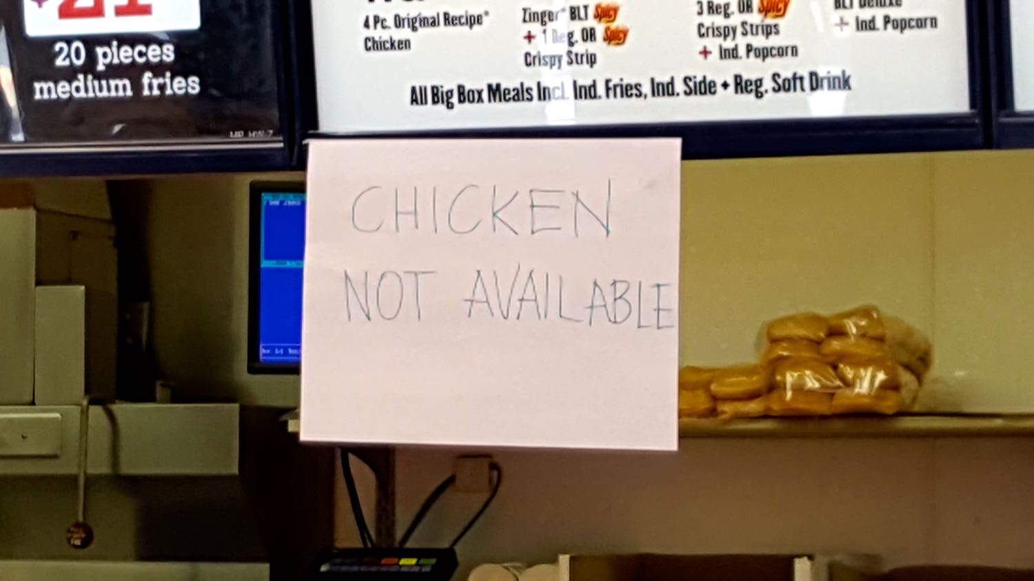 Sign at Yellowknife's KFC