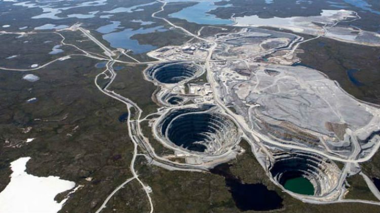 The Ekati diamond mine, located roughly 310 kilometers northeast of Yellowknife.