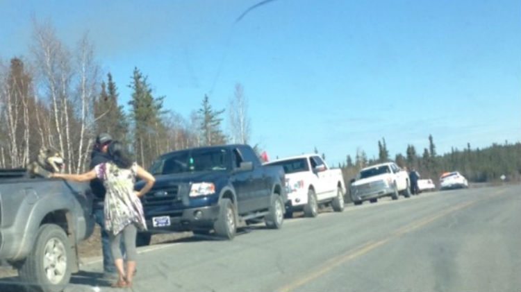 RCMP block off access to a road off the Ingraham Trail. 