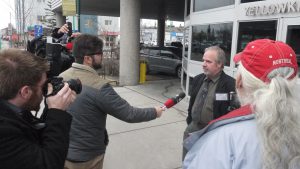 John McFadden speaks with reporters outside the Yellowknife courthouse following Friday's decision.